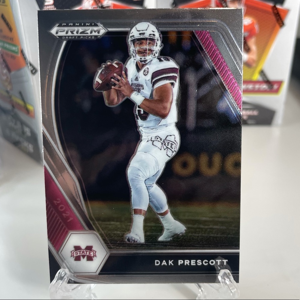 2021 Prizm Draft Dak Prescott Red Ice #9 Cracked Ice Panini Mississippi Two Card - Picture 3 of 9